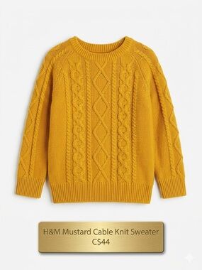 EUC H&M Kids Mustard yellow Cable Knit Sweater (Size 2-4 Yrs)